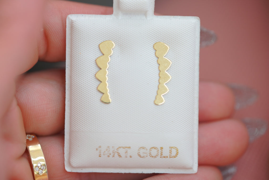 14k Earrings - Heart Rows