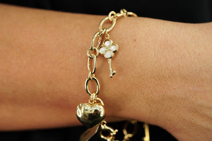 14k Heart Key Bracelet