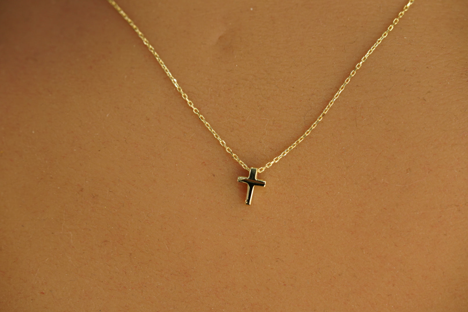 14k Mini Cross Necklace