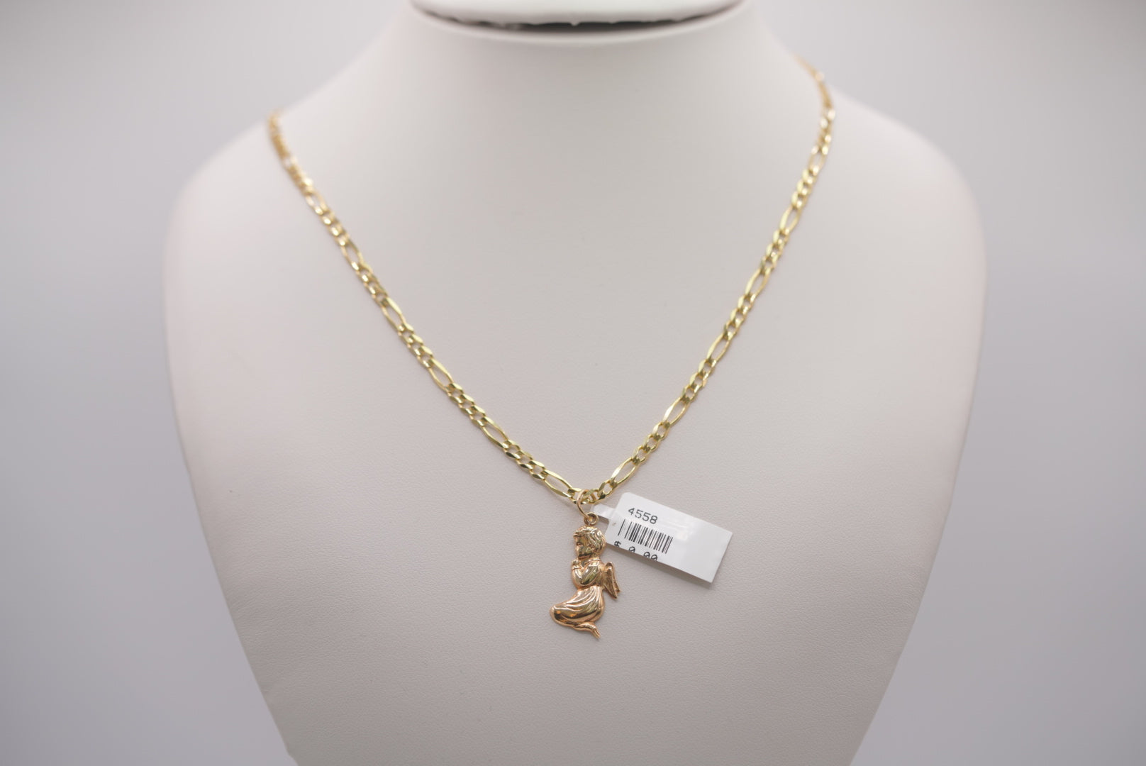 14k Figaro Chain with Pendant - Bedtime Prayer