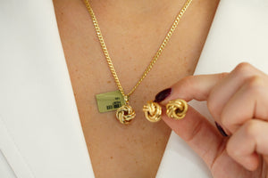 14k Knot with Solid Necklace and Earring