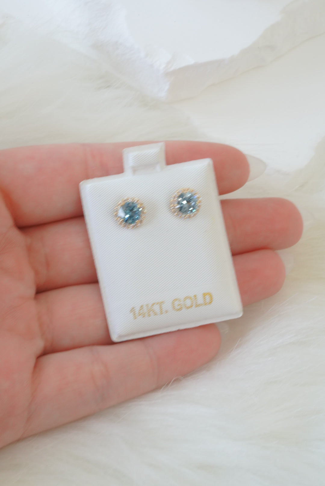 14k Baby Earrings - Baby Blue