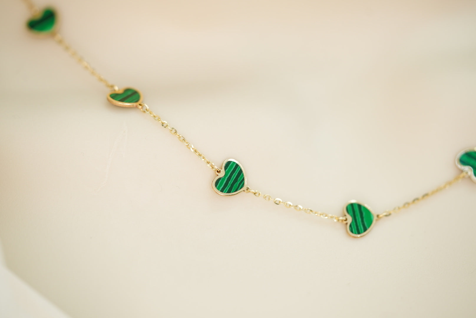 14k Green Hearts Necklace in