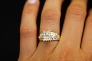 10k Rectangle Crystals Engagement Ring