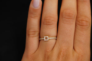 14k Crystals Square Ring