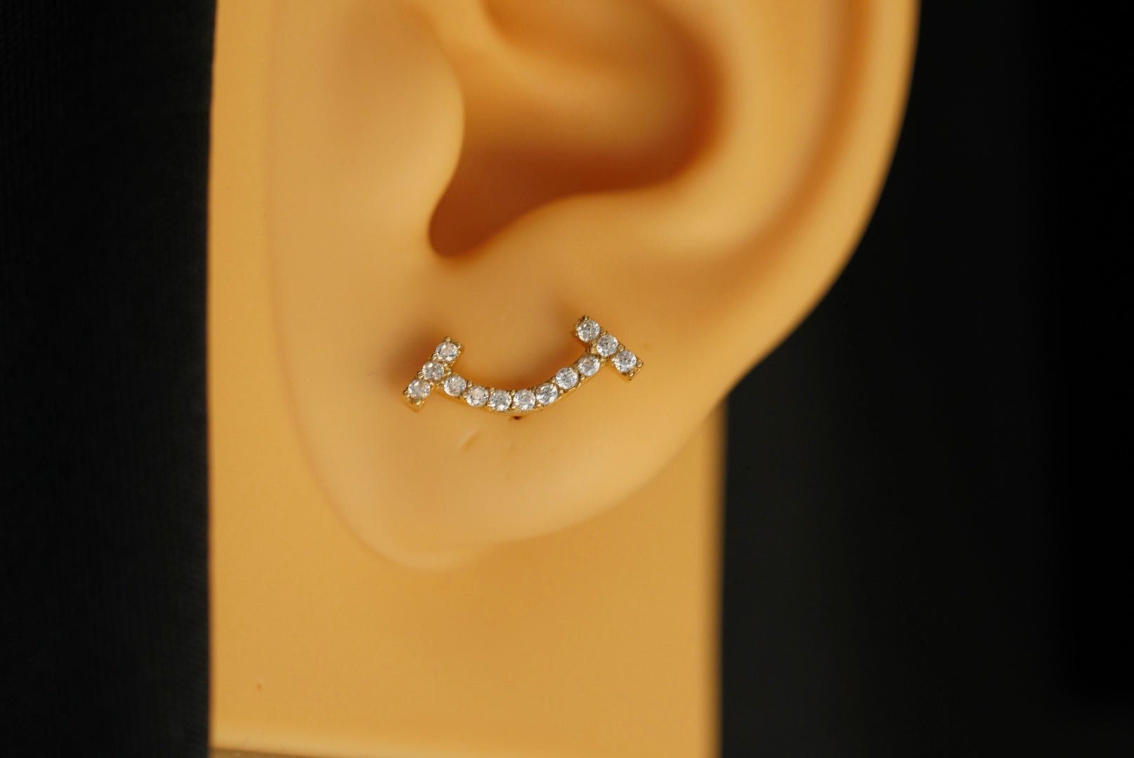 14k Smile Crystals Stud Earrings