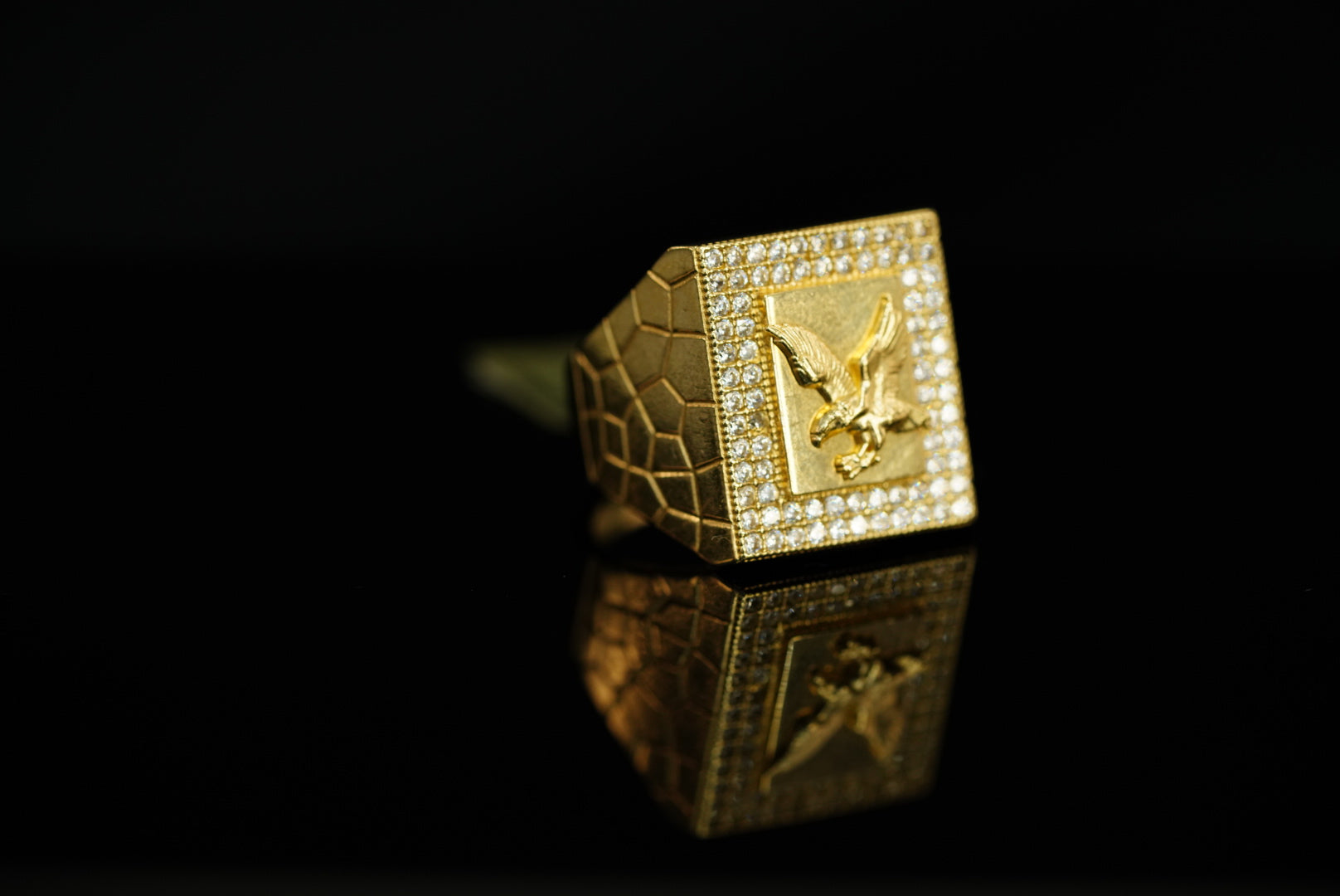 14k Eagle Crystals Ring