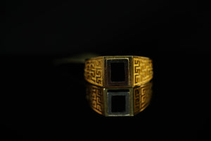 14k Black Stone White and Gold Ring