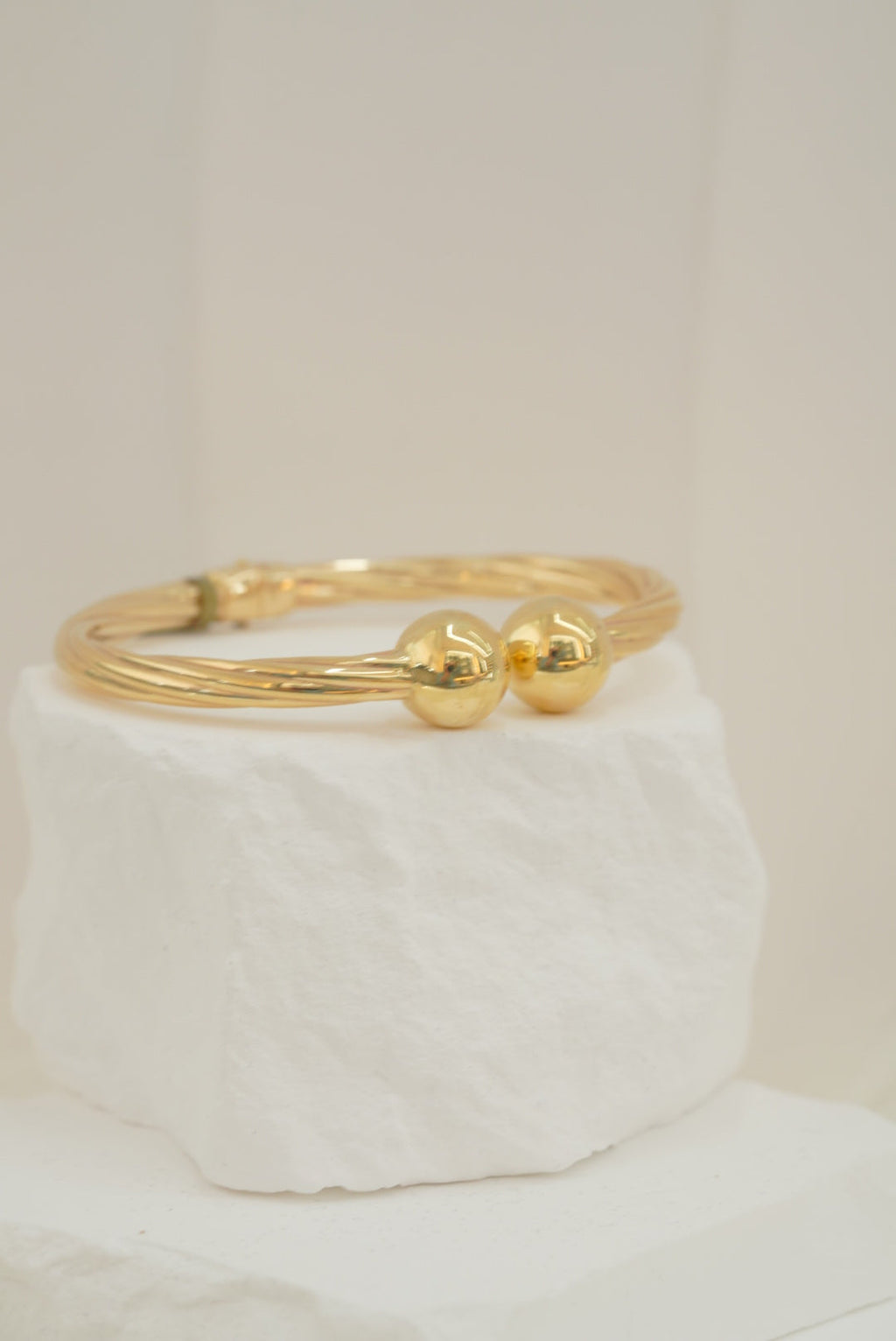 14k Bangle - Two Spheres