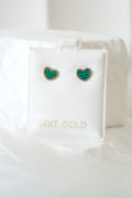 14k Earrings - Green Hearts
