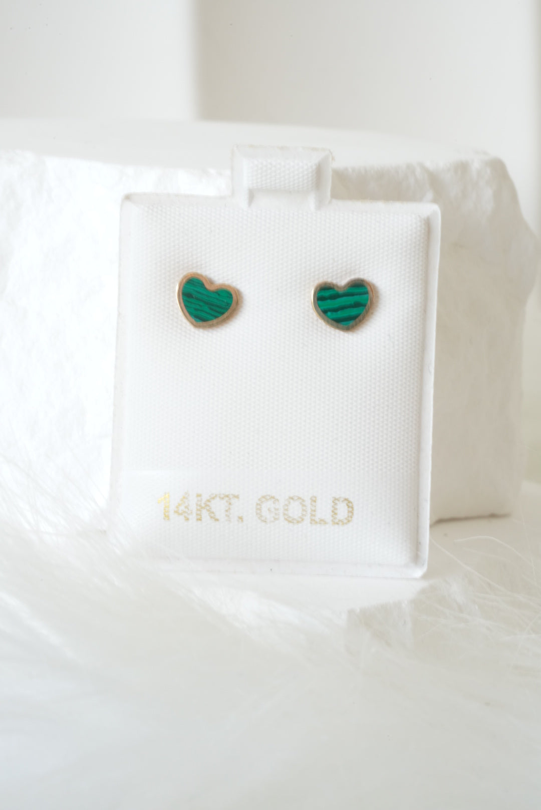 14k Earrings - Green Hearts