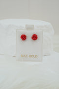14k Earrings - Red Flowers