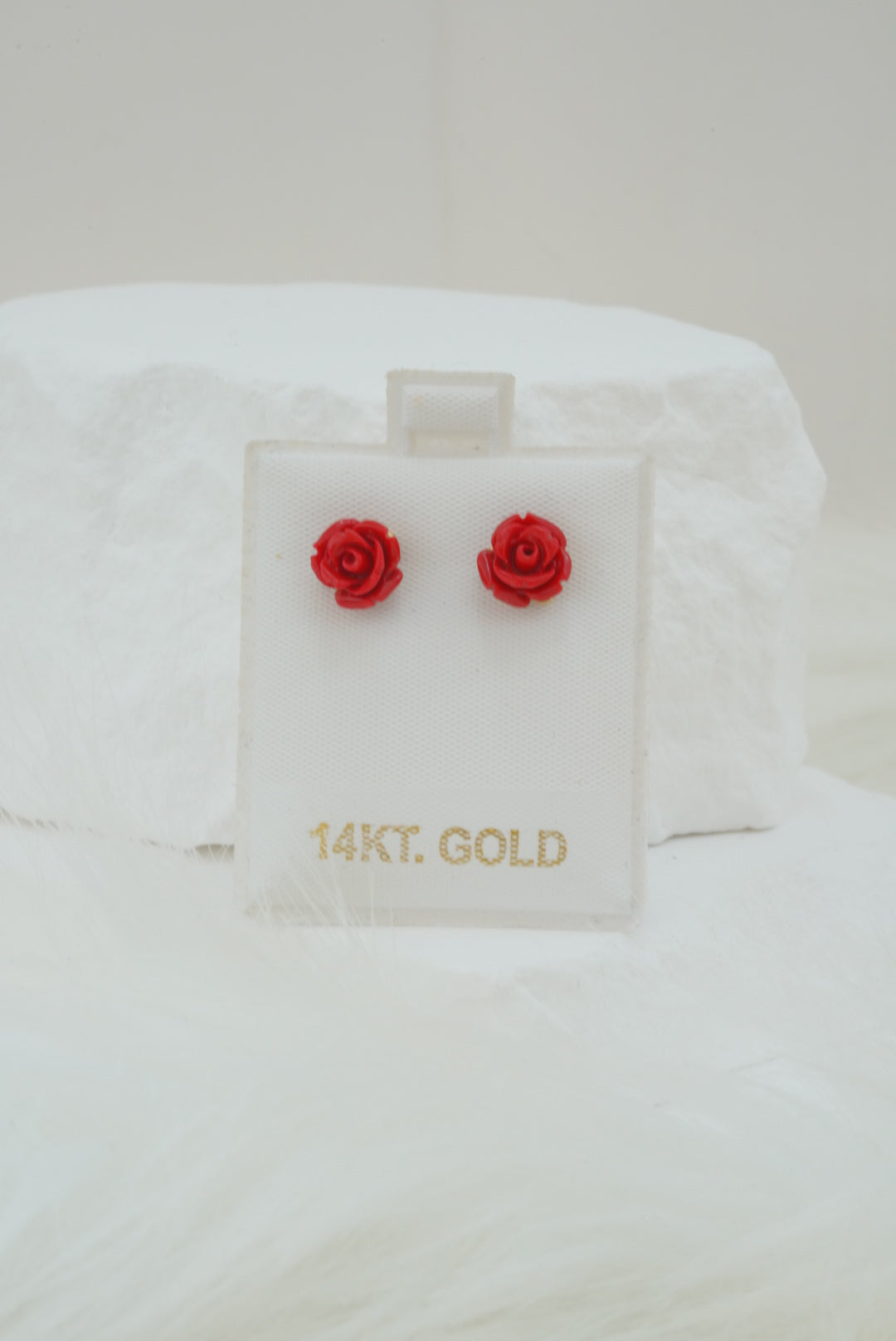 14k Earrings - Red Flowers