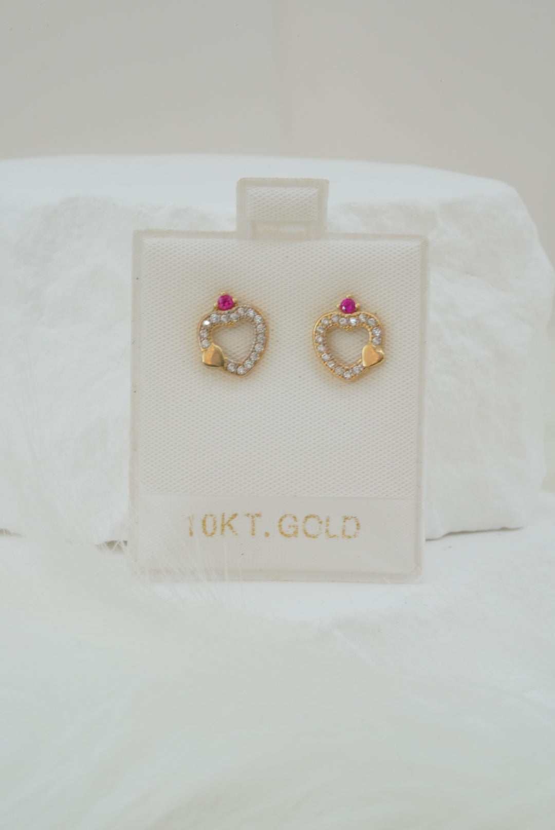 10k Earrings - Princess Hearts