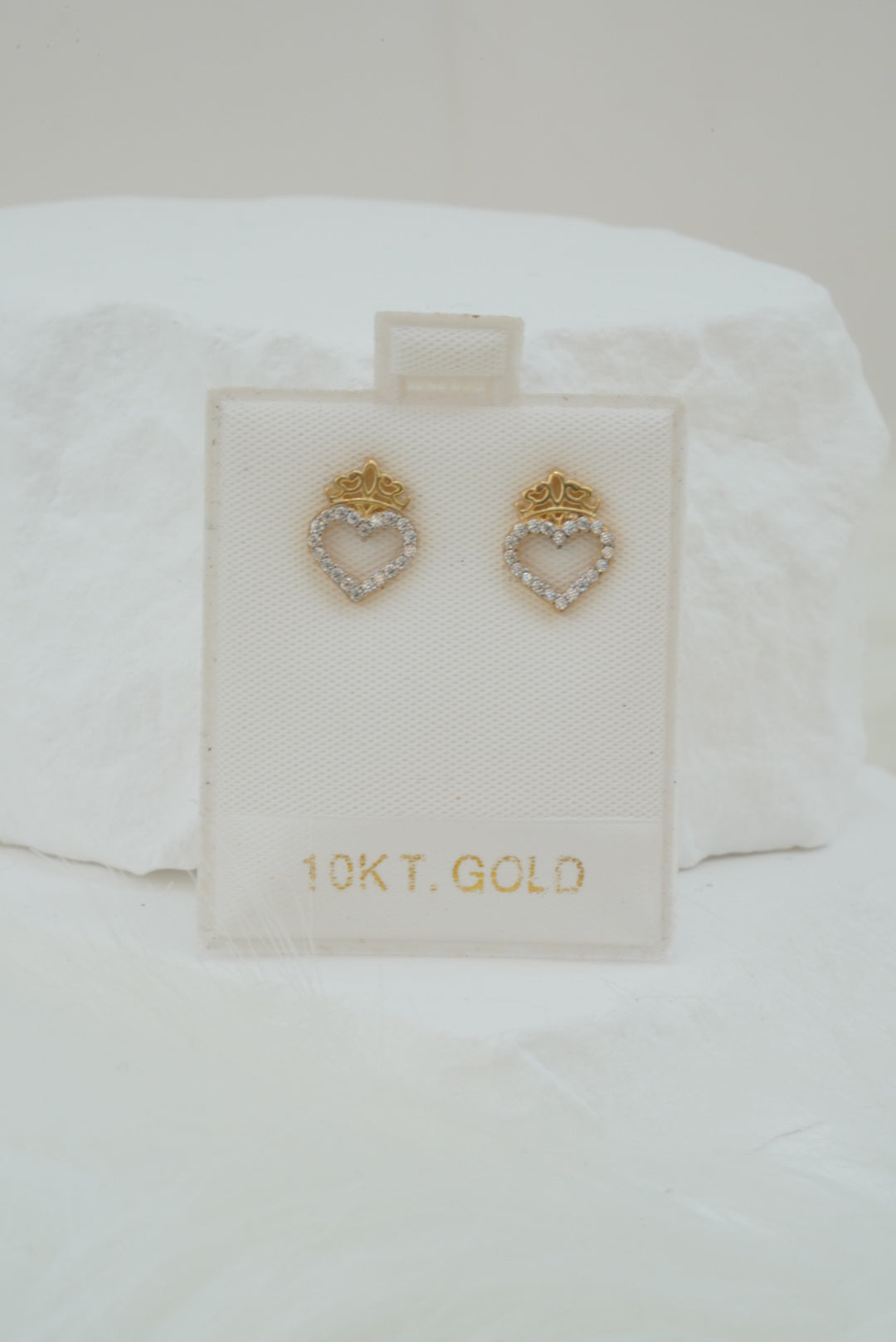 10k Earrings - Crowned Hearts