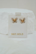 14k Earrings - Shiny Butterfly