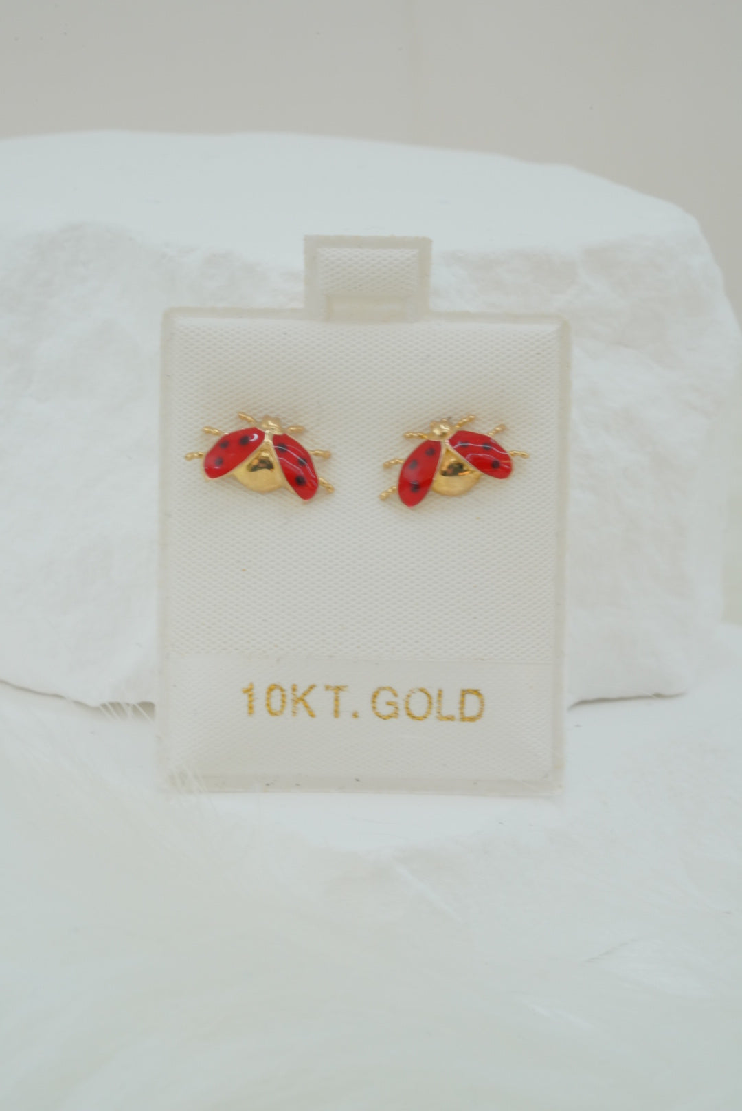 10k Earrings - Flying Ladybug