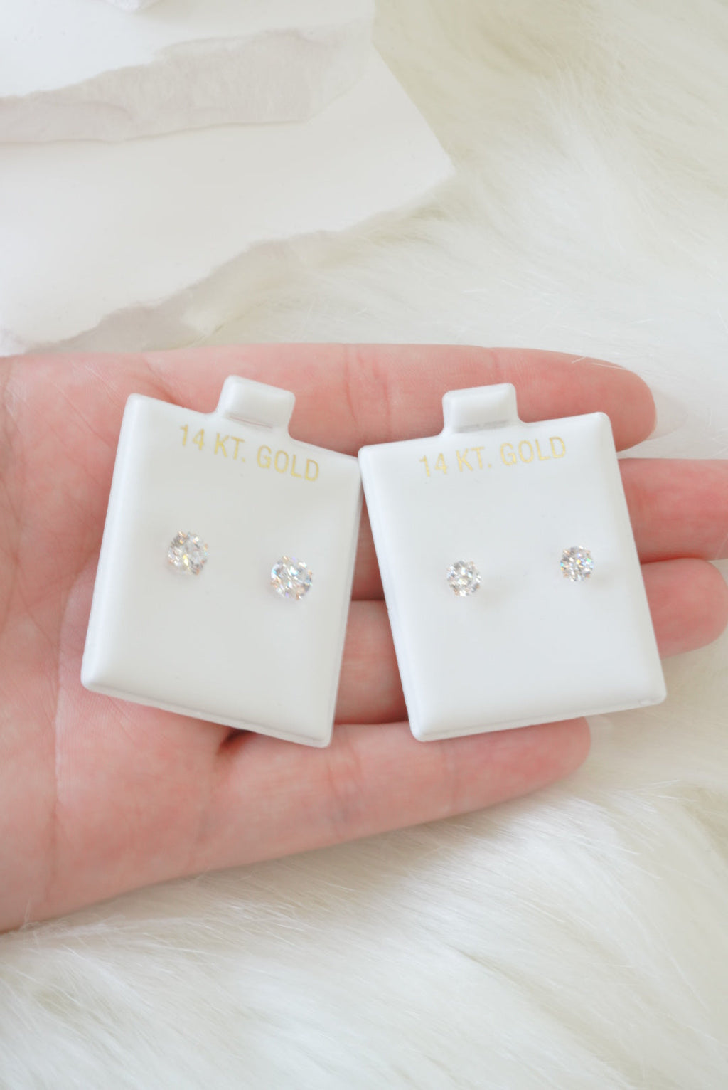 14k Baby Earrings - Round Stones