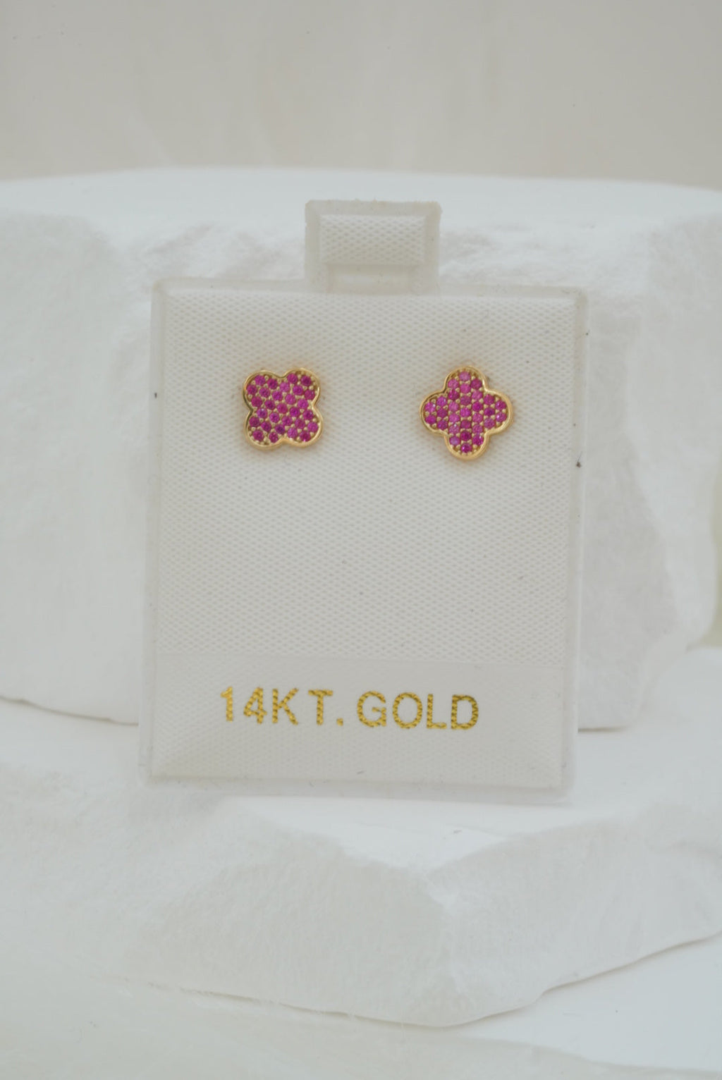 14k Earrings - Pink Flower