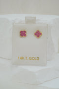 14k Earrings - Pink Flower