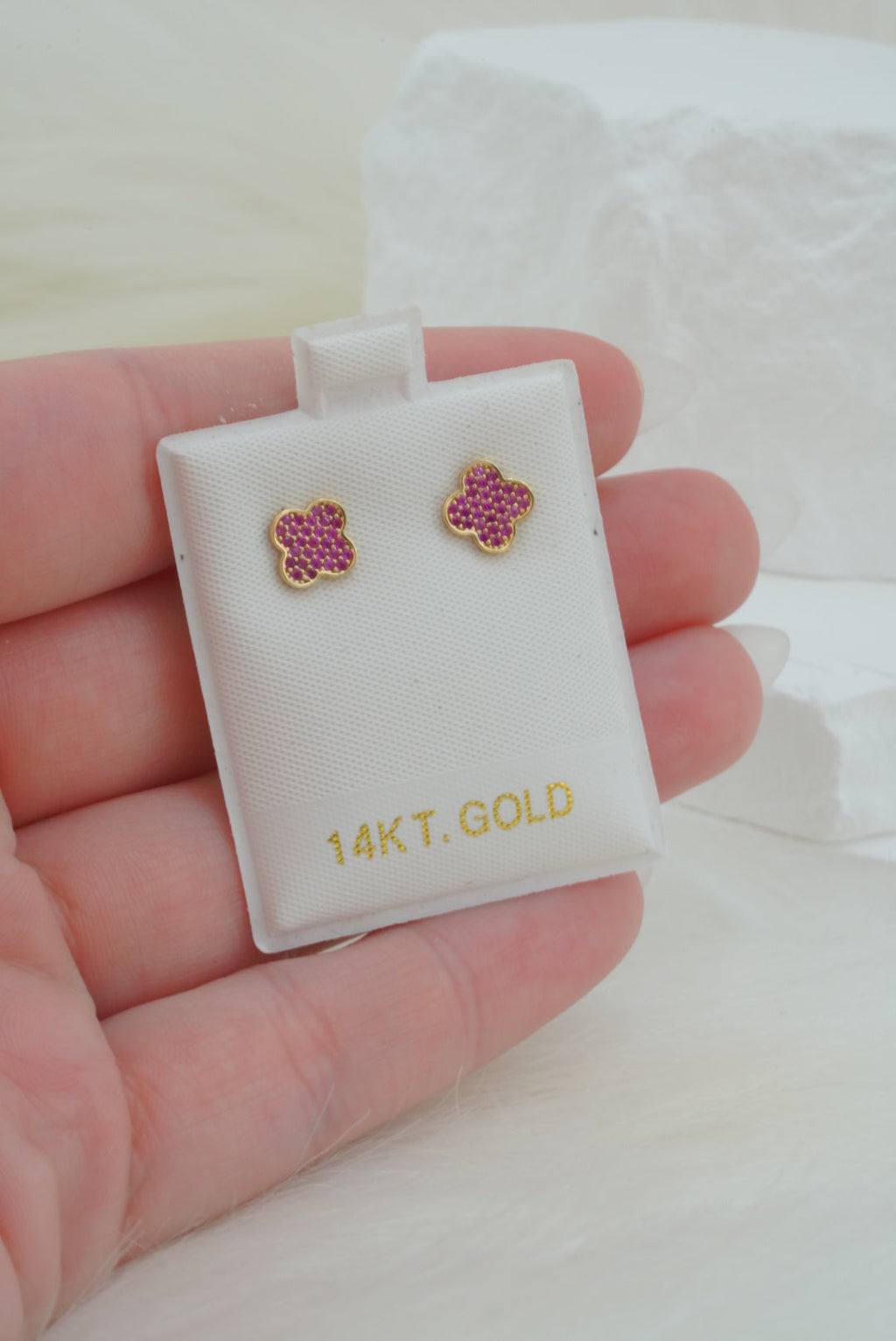 14k Earrings - Pink Flower