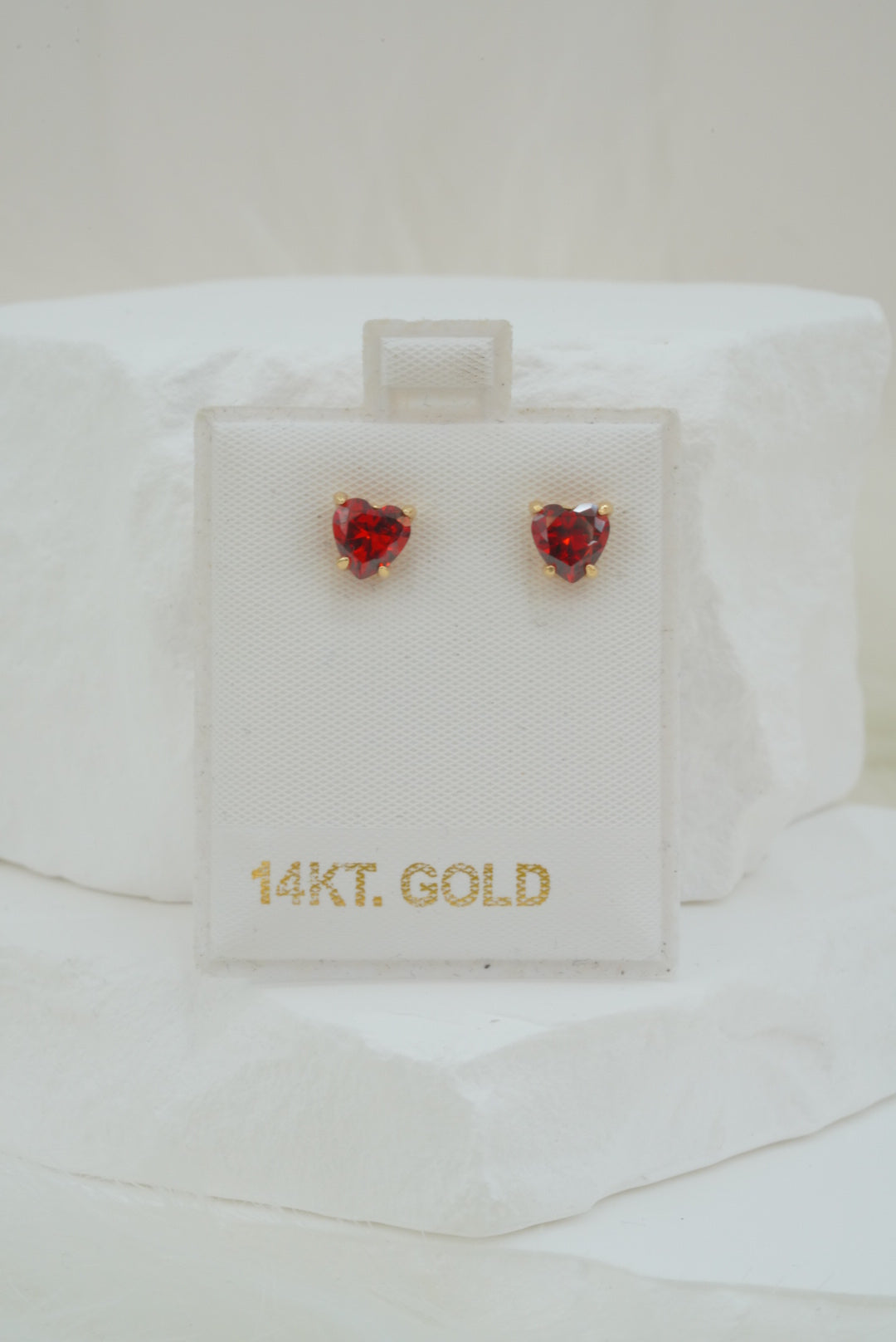 14k Earrings - Red Hearts