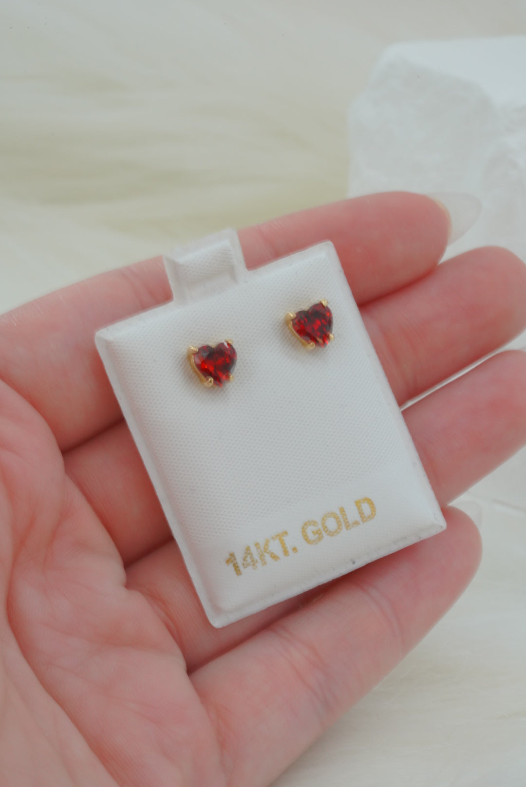 14k Earrings - Red Hearts