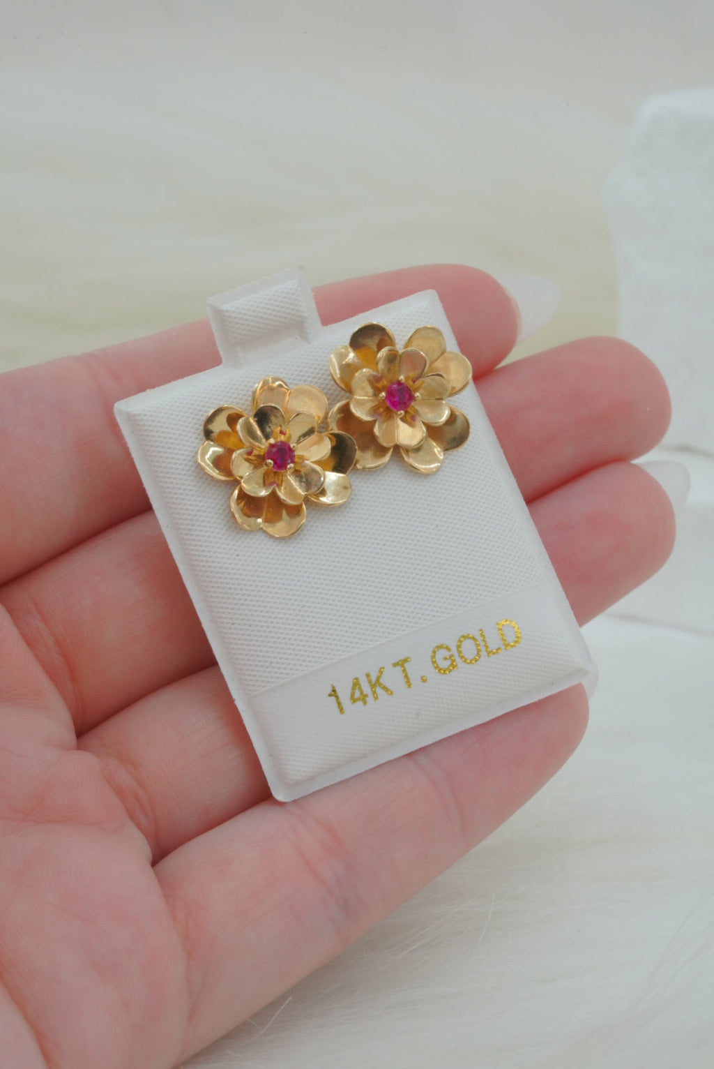 14k Earrings - Bold Flower