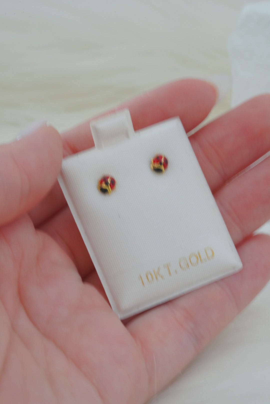10k Earrings - Ladybug