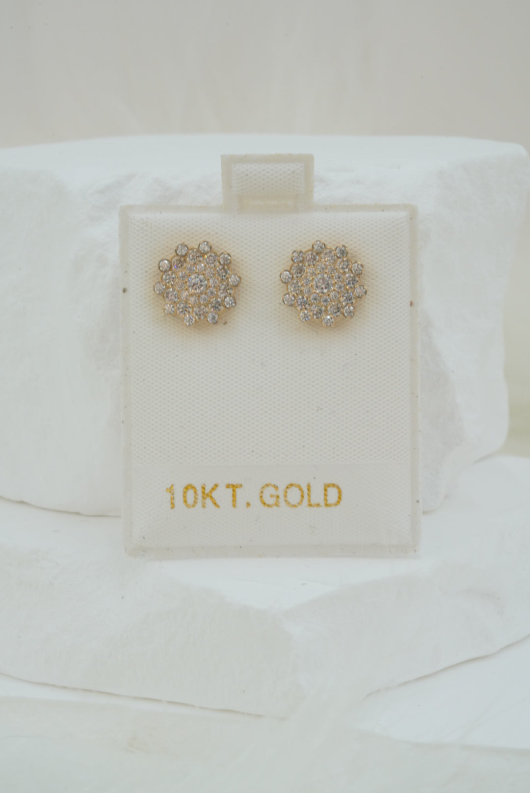 10k Earrings - Crystal Round