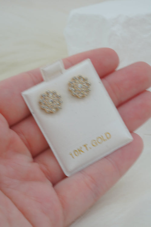 10k Earrings - Crystal Round