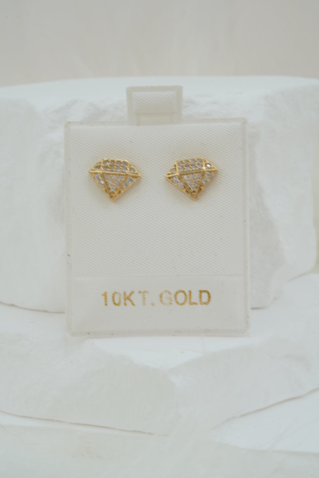 10k Earrings - Crystal Diamond Shape