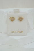10k Earrings - Crystal Diamond Shape