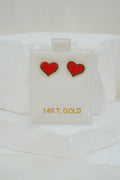14k Earrings - Red Hearts