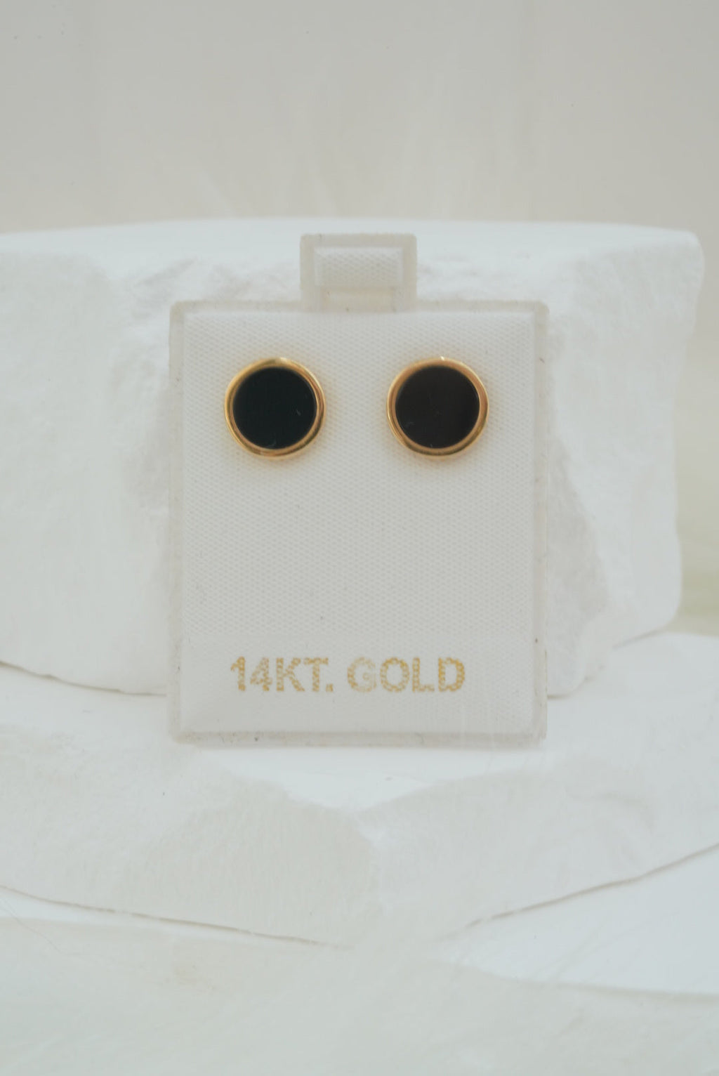 14k Earrings - Black Circles