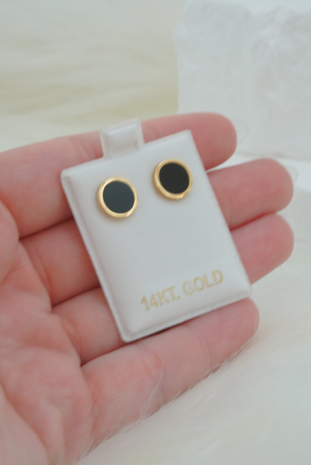 14k Earrings - Black Circles
