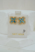 14k Earrings - Diamond Flower