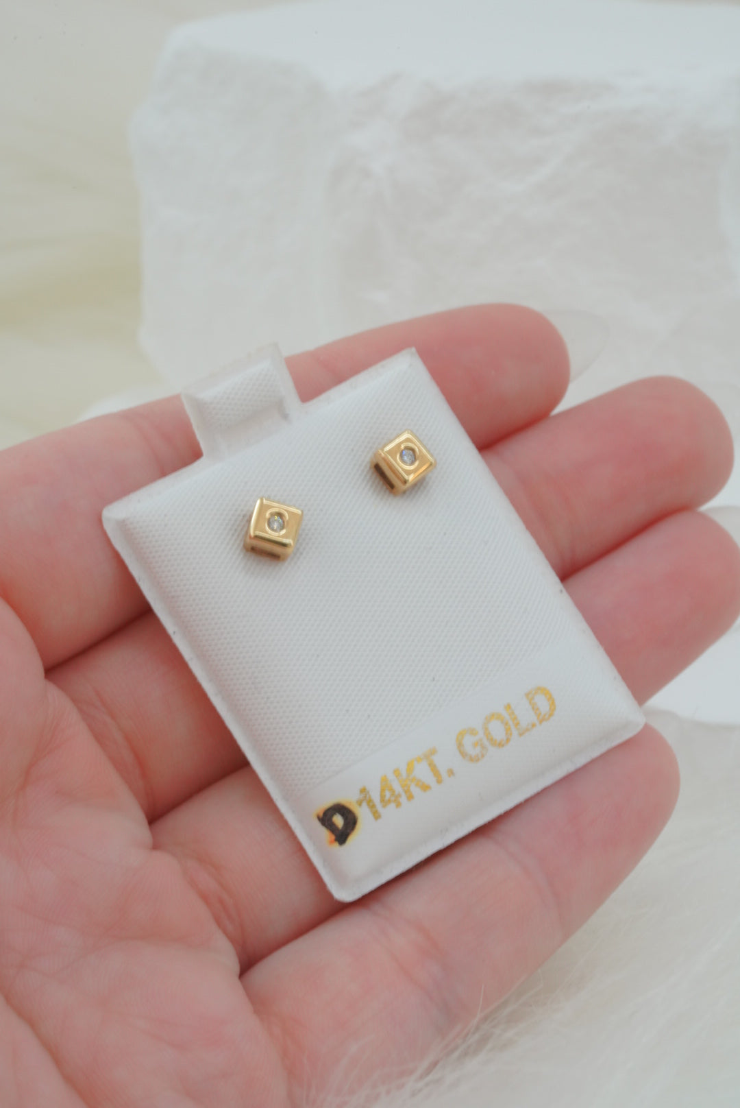 14k Earrings - Diamond Squares