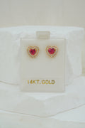 14k Earrings - Crystal Hearts