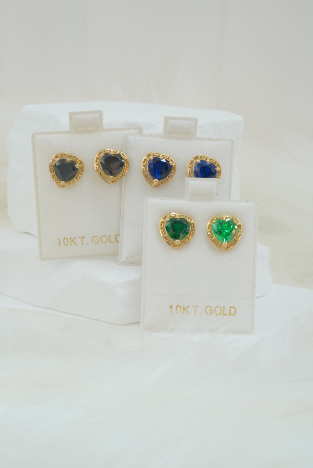 10k Earrings - Colorful Hearts
