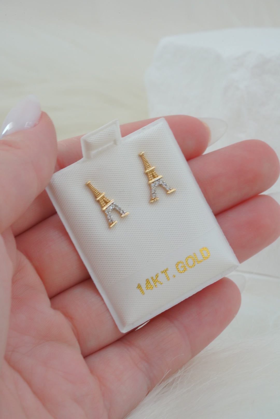 14k Earrings - Eiffel Tower