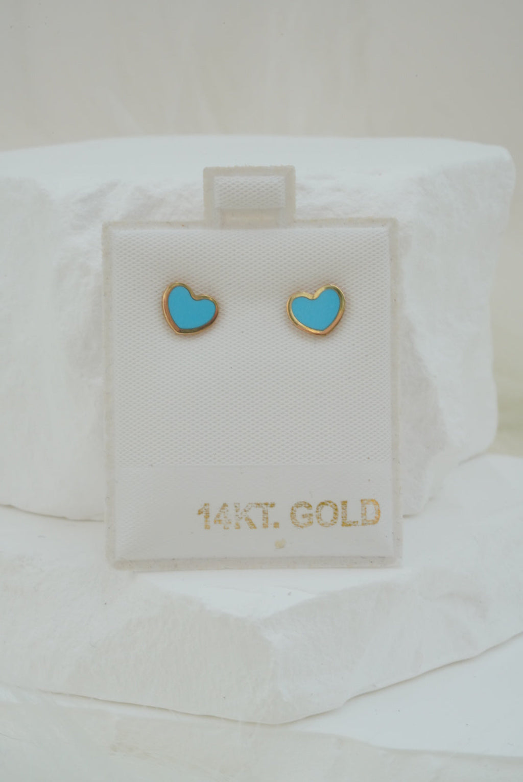 14k Earrings - Blue Hearts