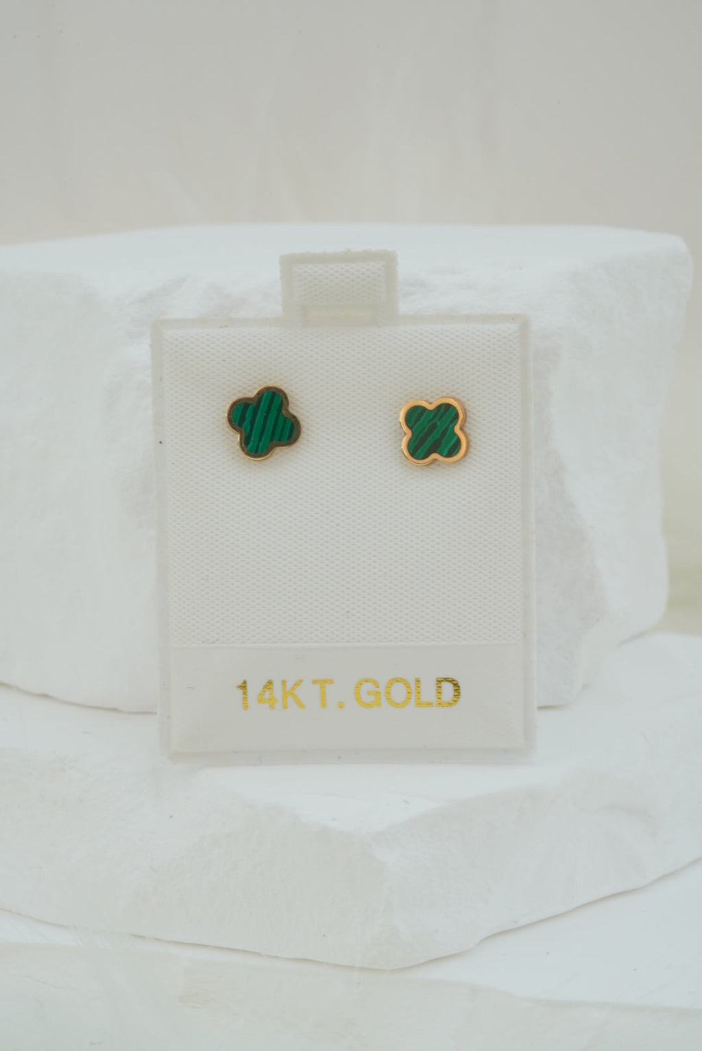 14k Earrings - Green Flowers