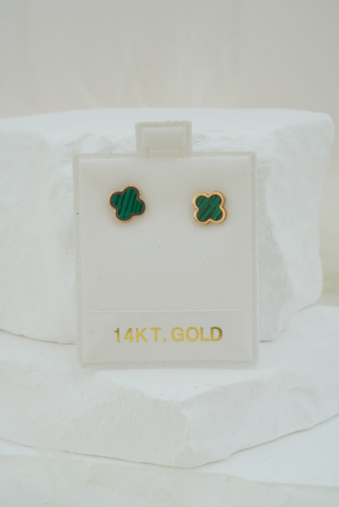 14k Earrings - Green Flowers