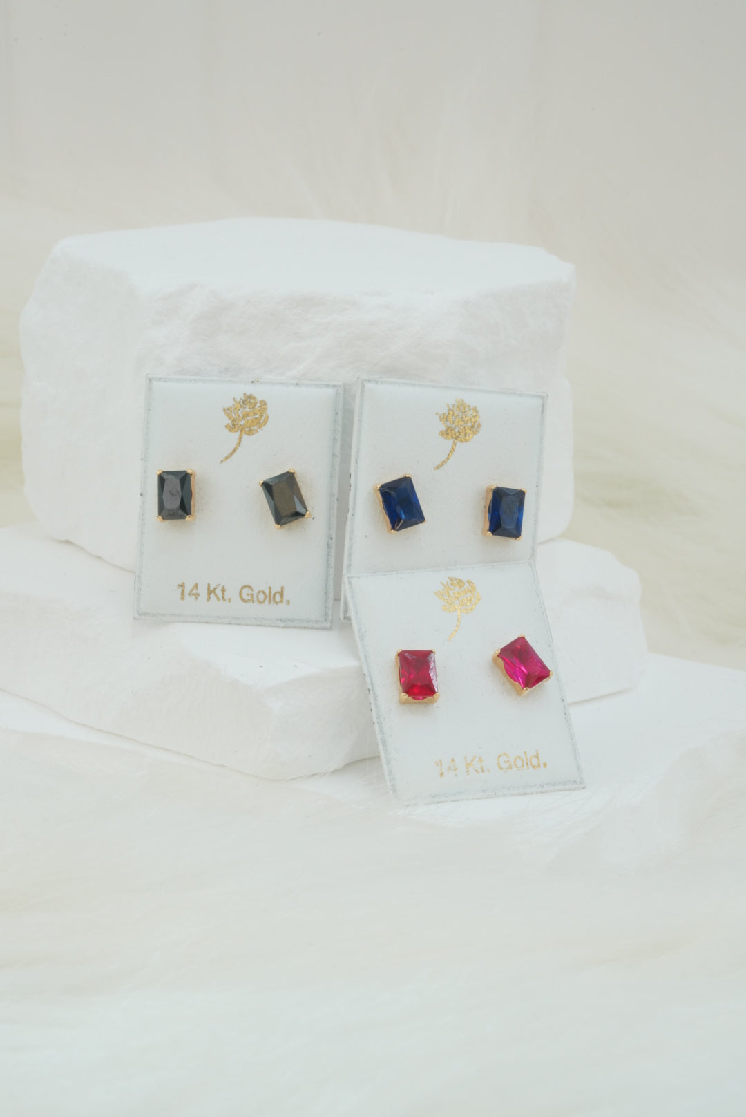 14k Baby Earrings - Colorful Rectangles