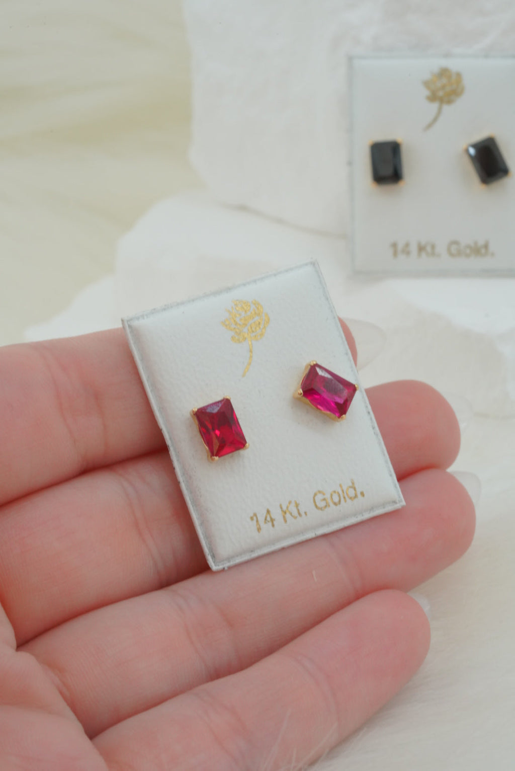 14k Baby Earrings - Colorful Rectangles