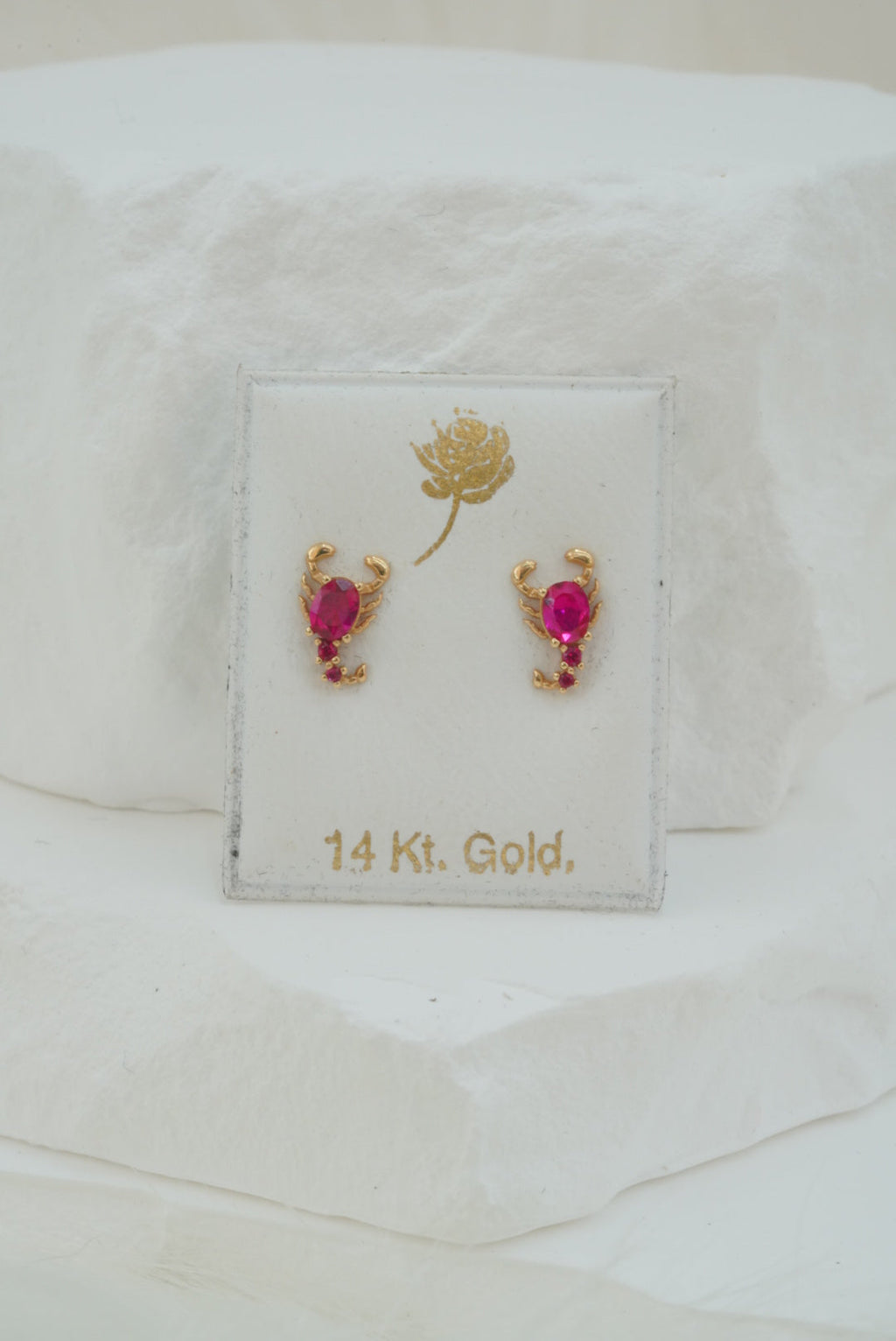 14k Baby Earrings - Red Scorpions