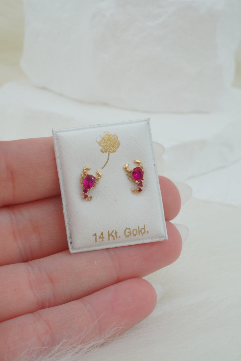 14k Baby Earrings - Red Scorpions