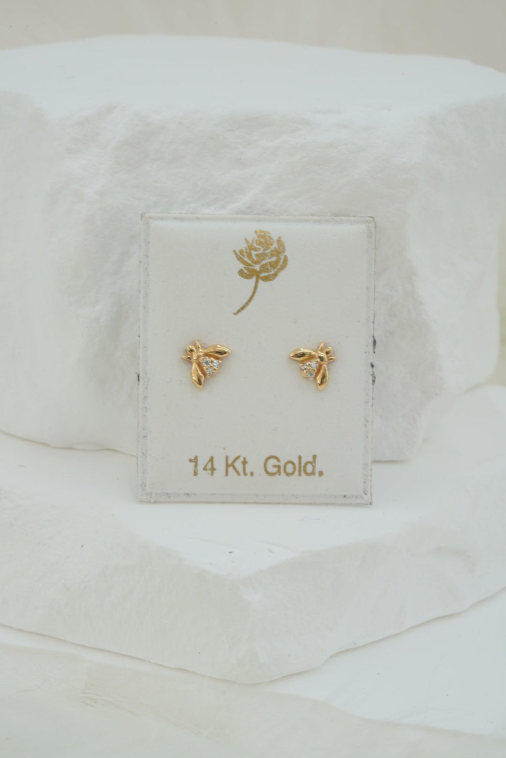 14k Baby Earrings - Tiny Bees
