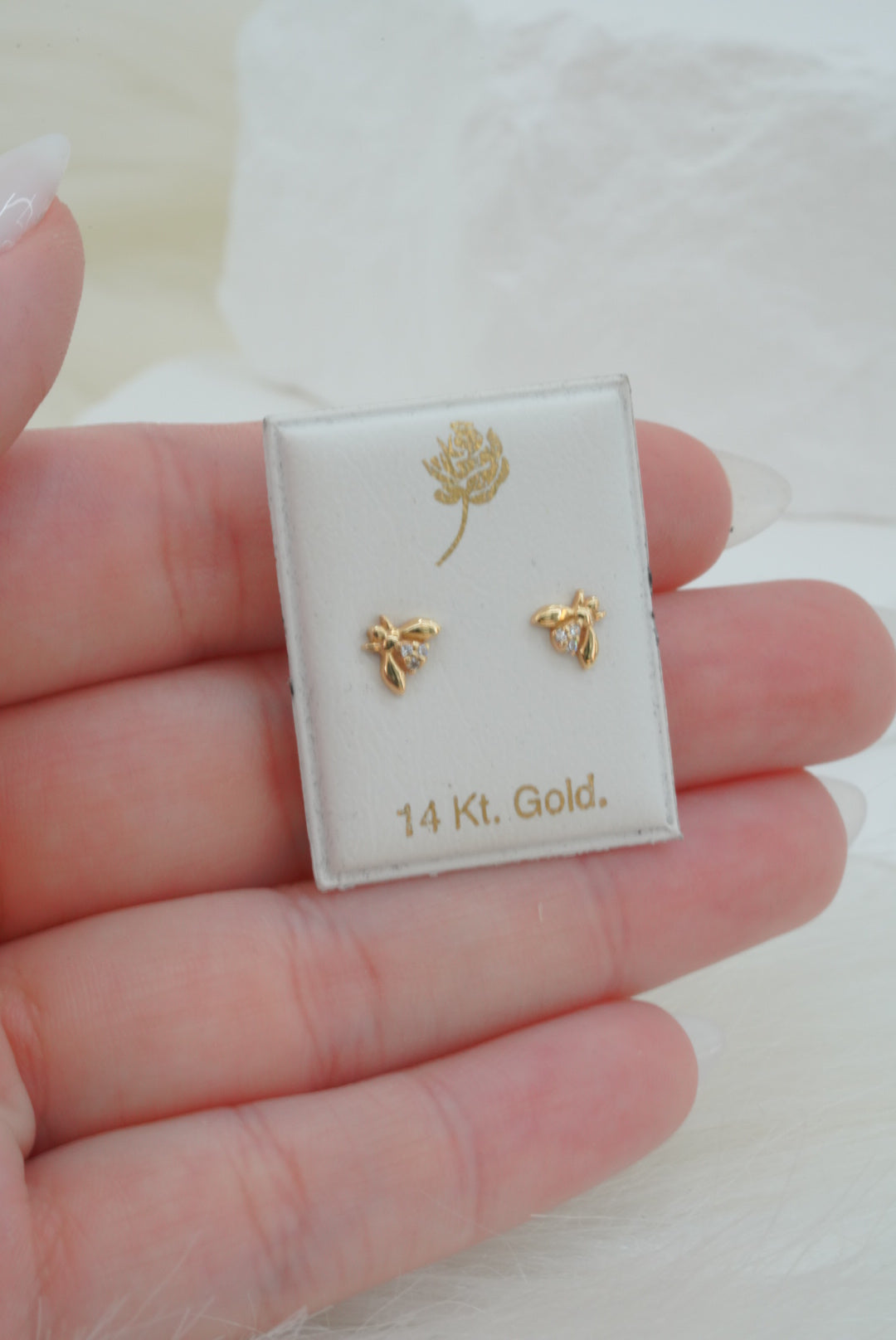 14k Baby Earrings - Tiny Bees